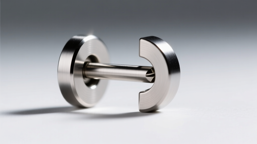 Macro view of 18-gauge threadless titanium earring pin sliding into a post, showing the tension-fit bend mechanism in sharp focus.