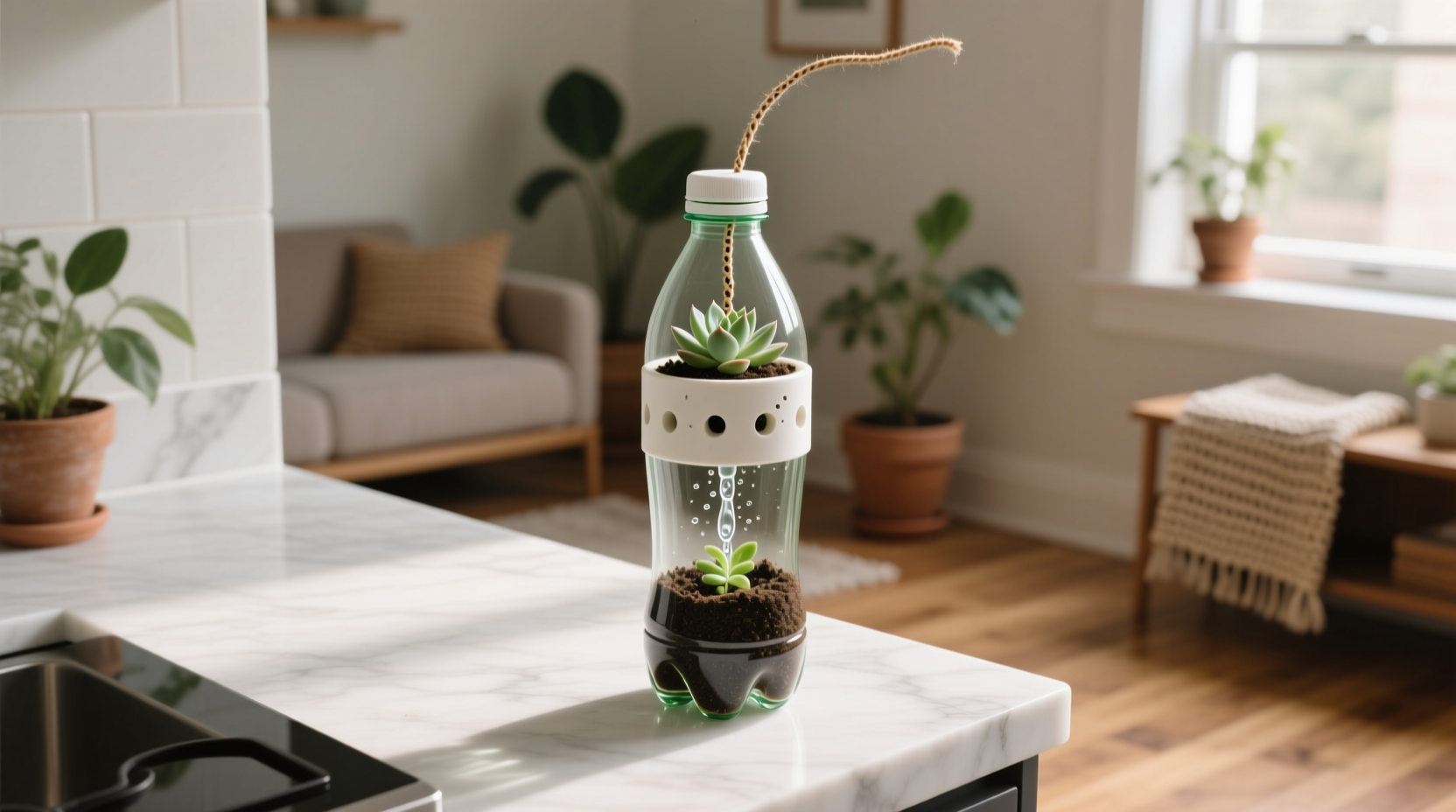 turn a soda bottle into a worry free self watering plan