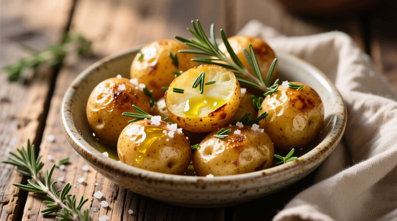 Golden roasted small potatoes with fresh herbs