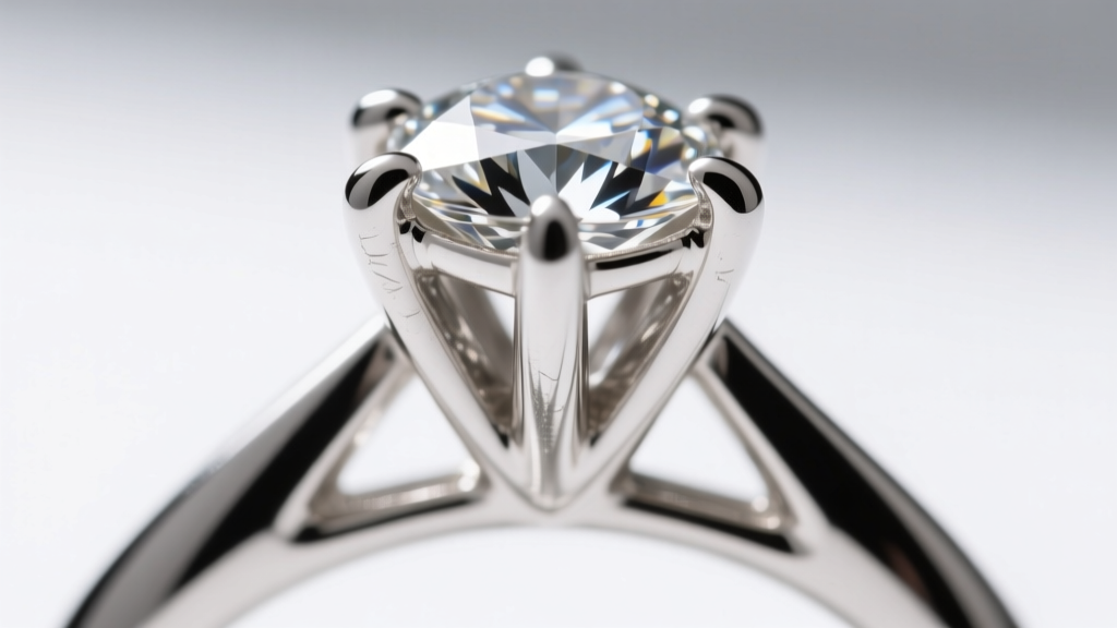 Extreme close-up of a five-prong platinum setting securing a pear diamond, highlighting the V-prong protecting the delicate tip.