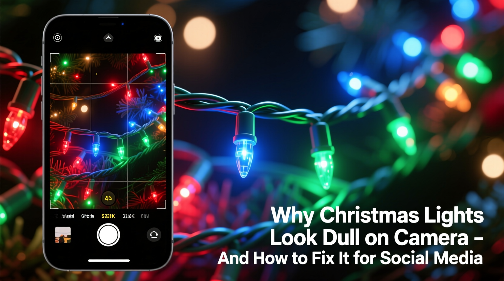 why do certain christmas light colors appear duller on camera and how to adjust for social media