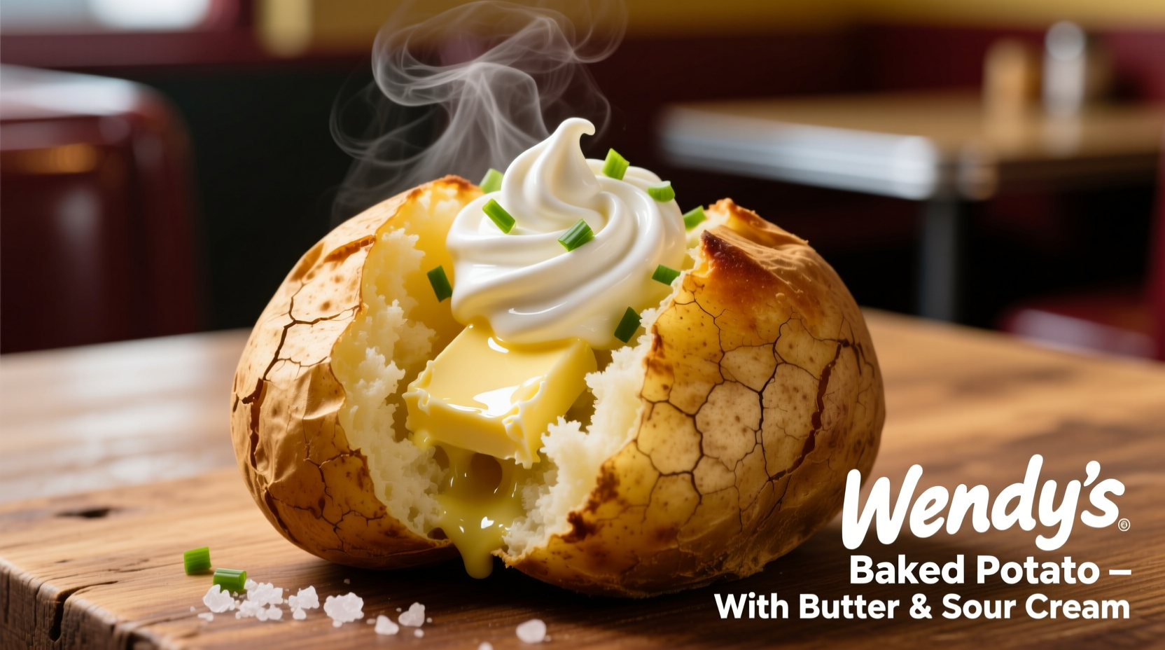 Wendy's baked potato with butter and sour cream