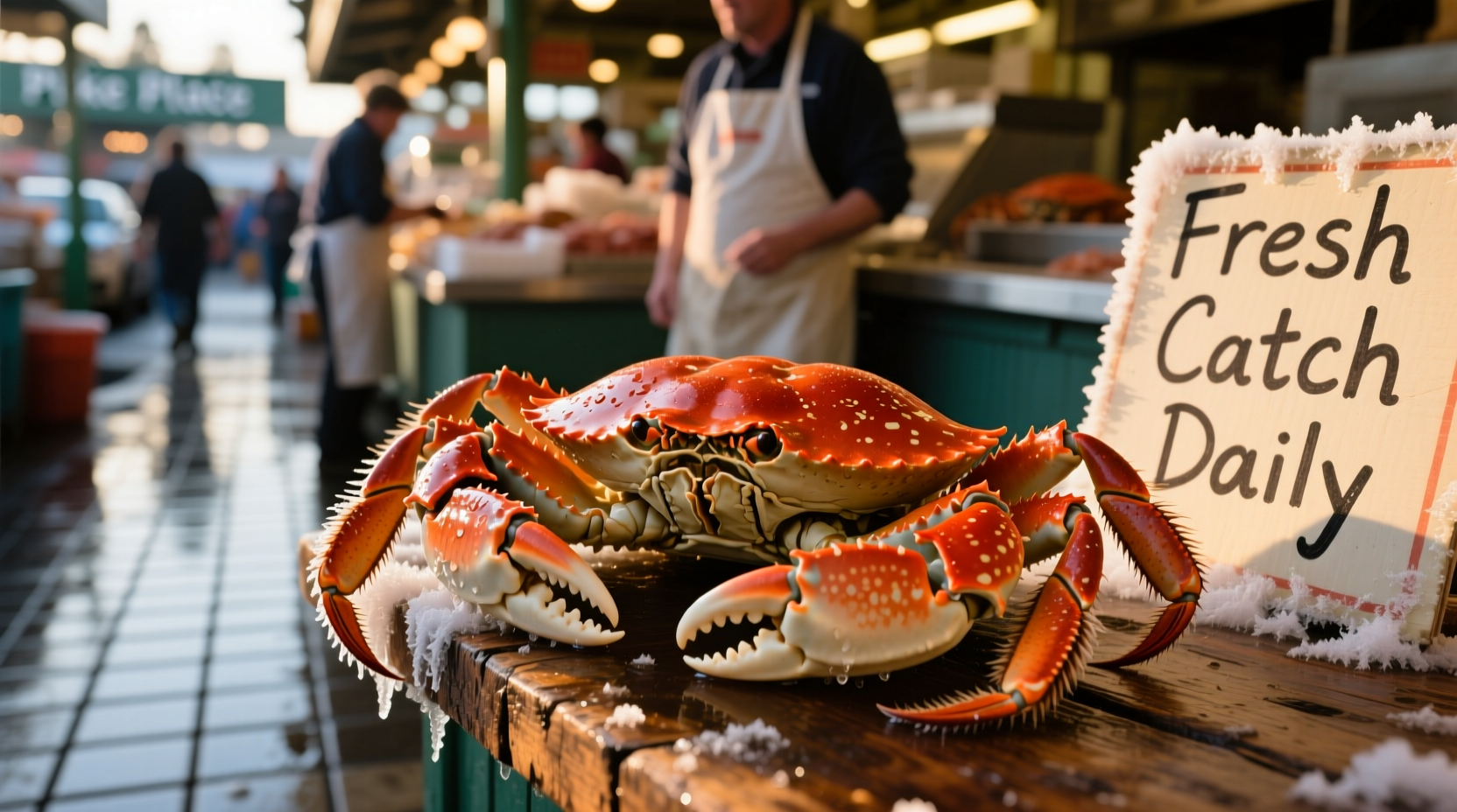 Fresh Dungeness crab at Pike Place Market