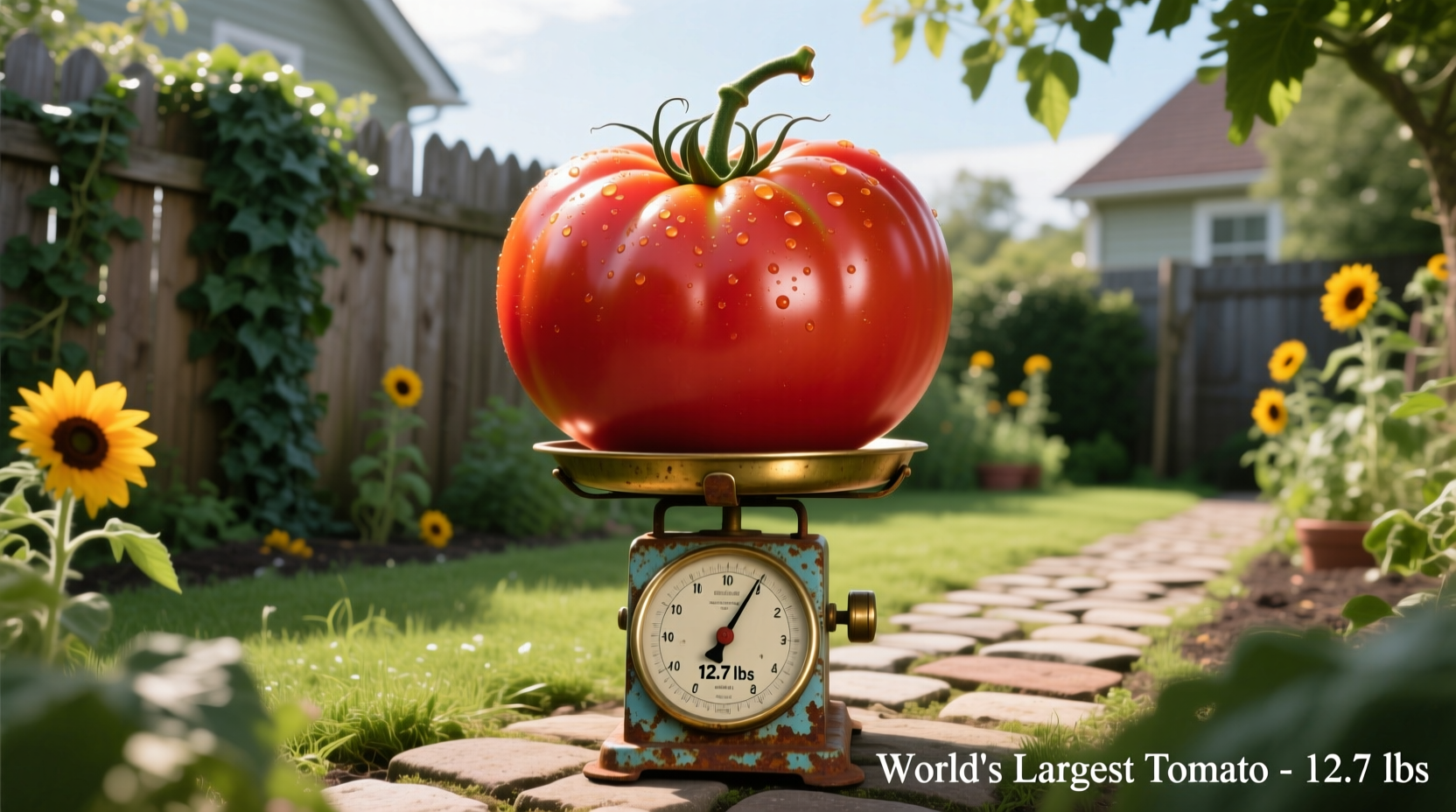 Record-breaking tomato on garden scale