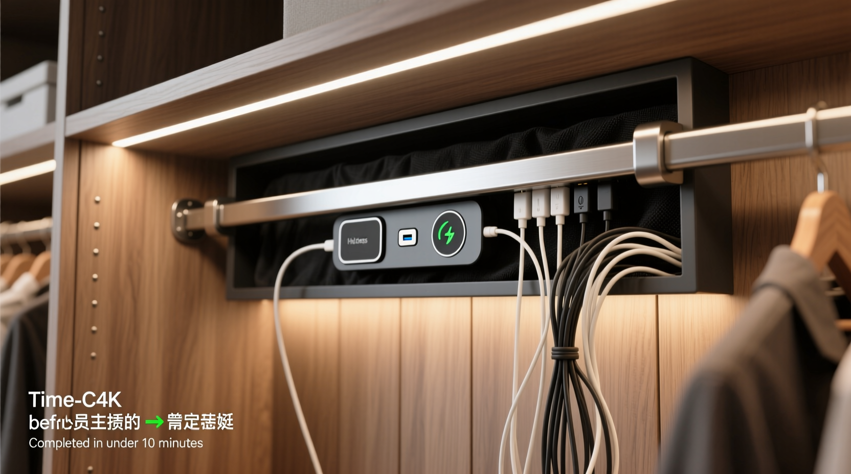 closet organization tips hide cables keep charging accessible