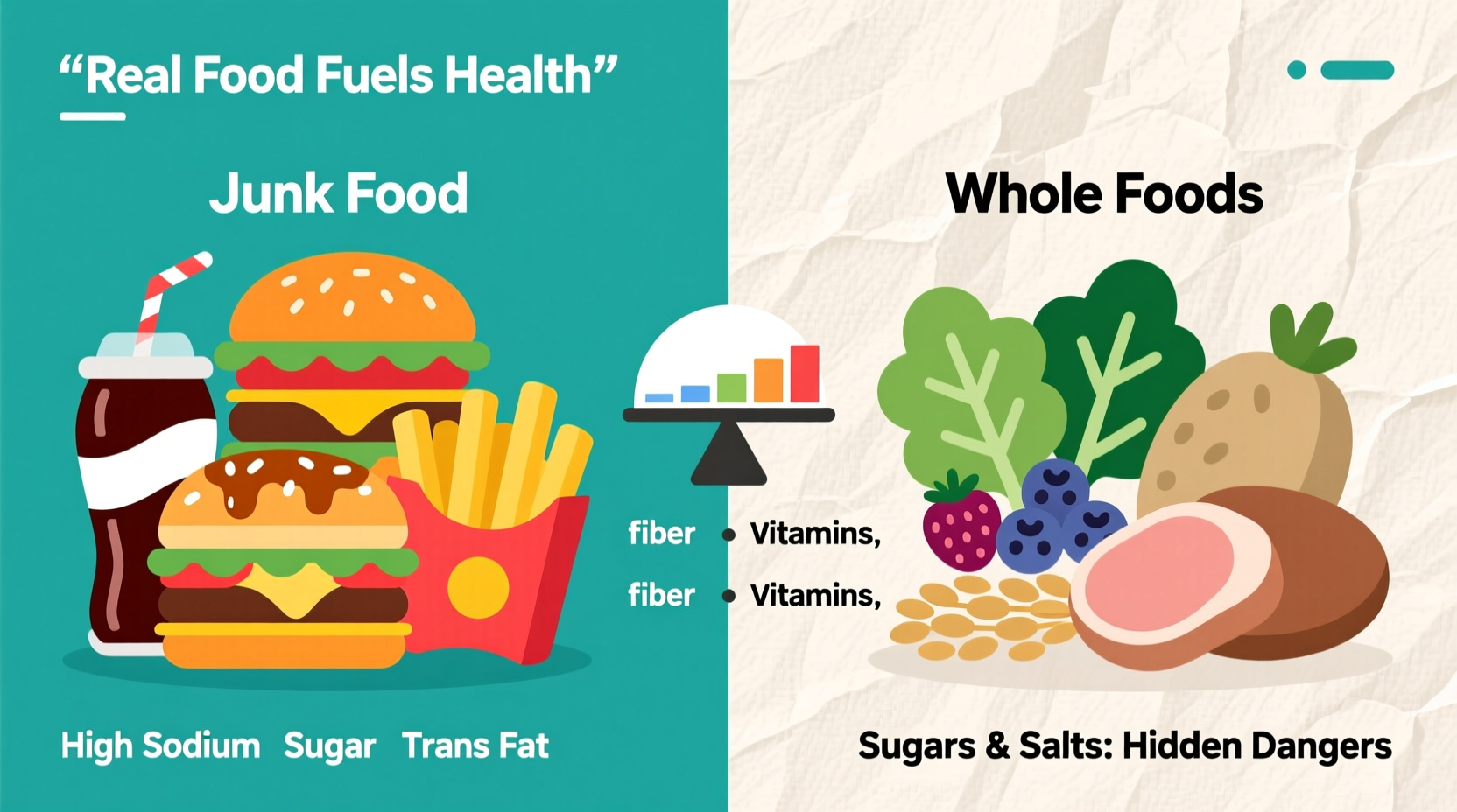 Nutritional comparison of junk food versus whole food options