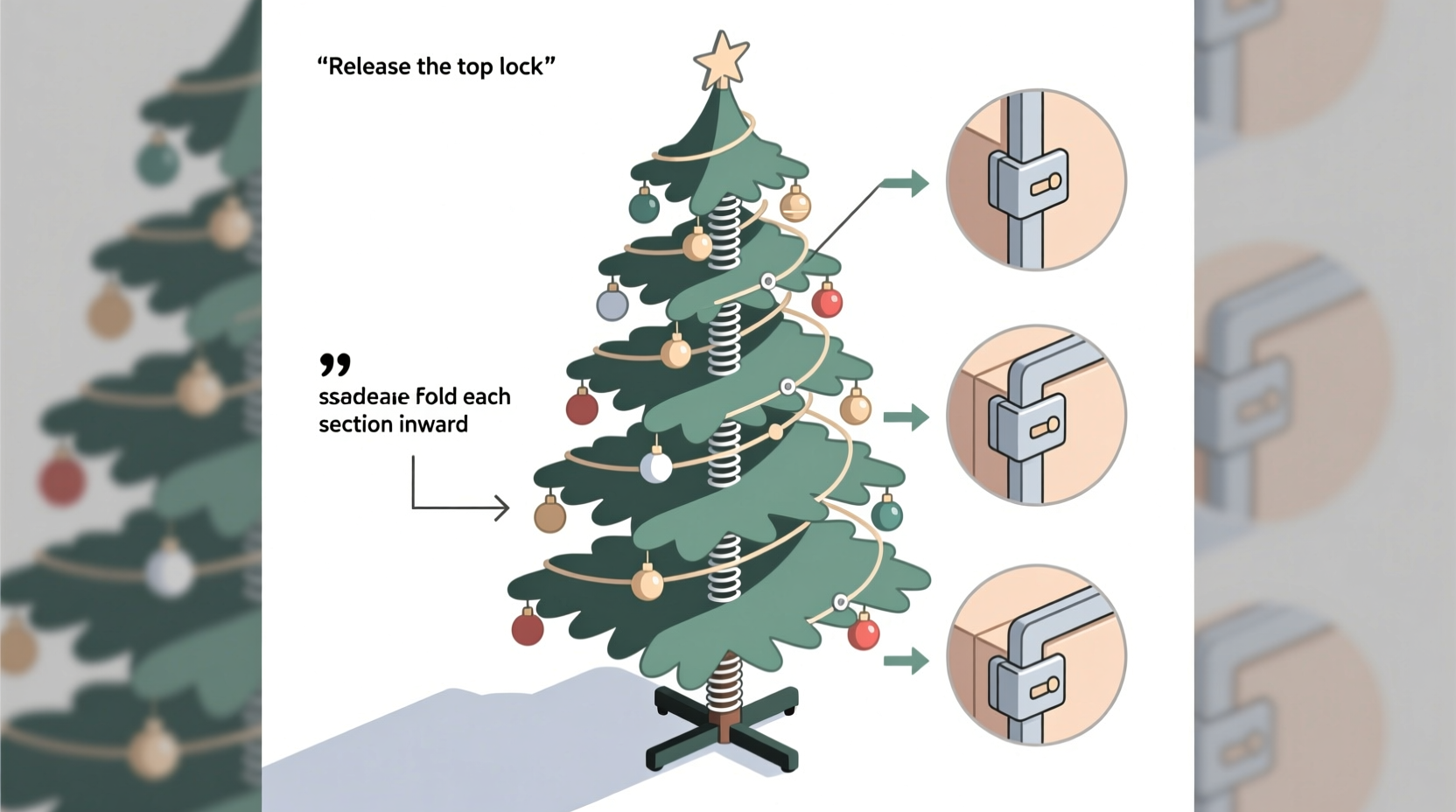 how to fold down an expandable christmas tree for attic storage easily
