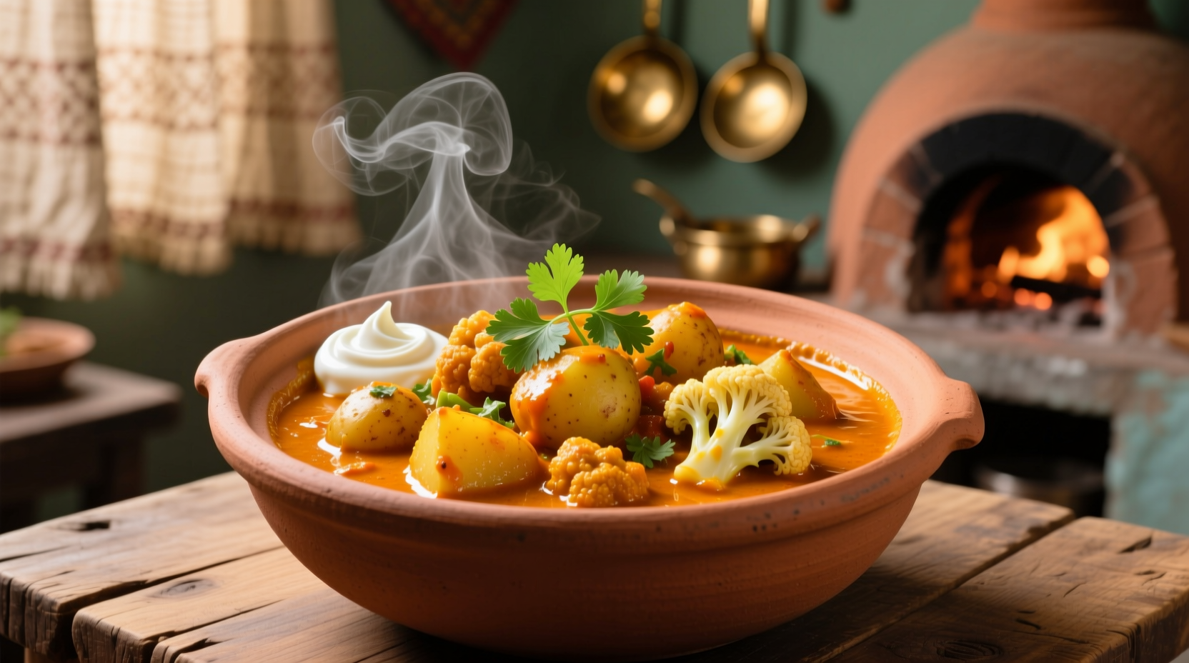 indian dish featuring potatoes and cauliflower