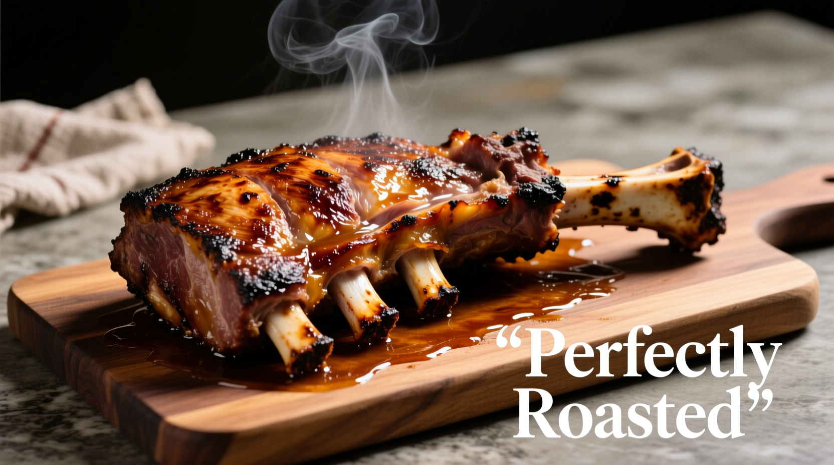 Perfectly roasted bone-in rib roast with golden crust