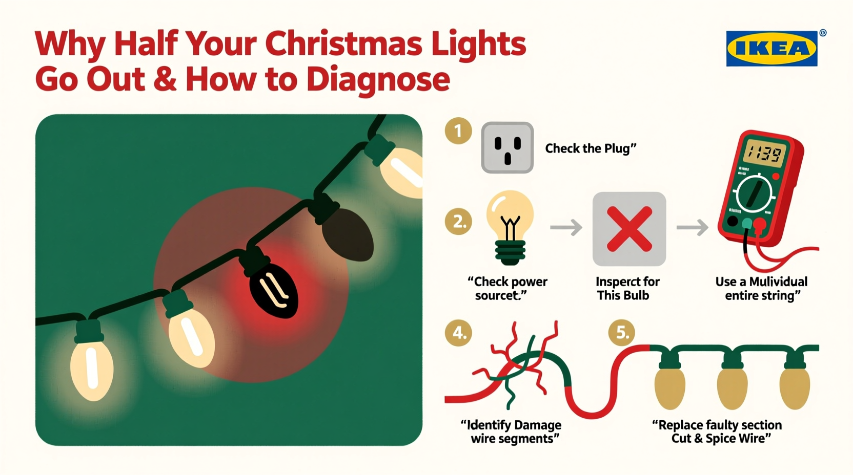 why does half my string of christmas lights go out and how to diagnose