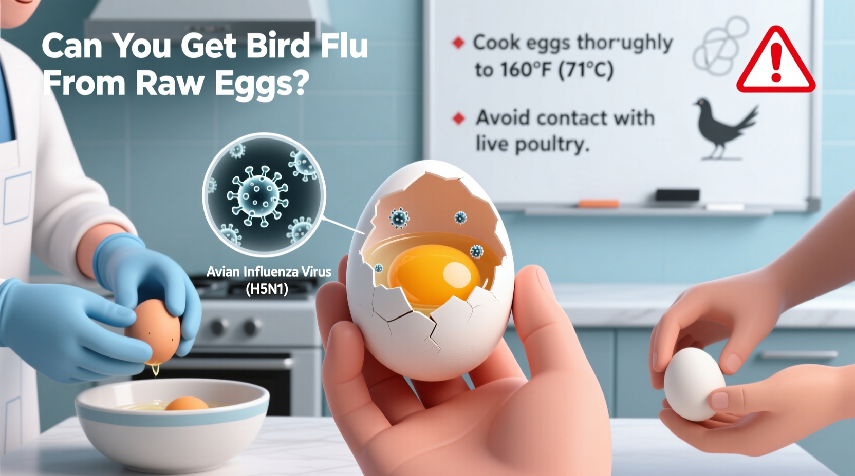 can you get bird flu from raw eggs