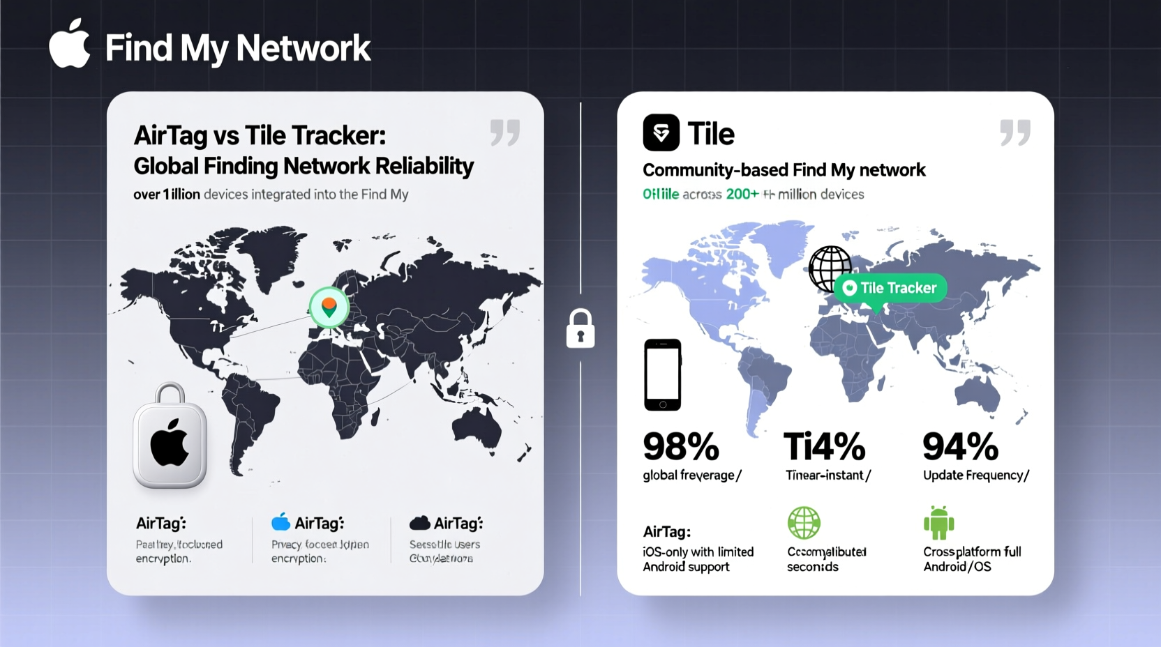 airtag vs tile tracker which finding network is more reliable globally