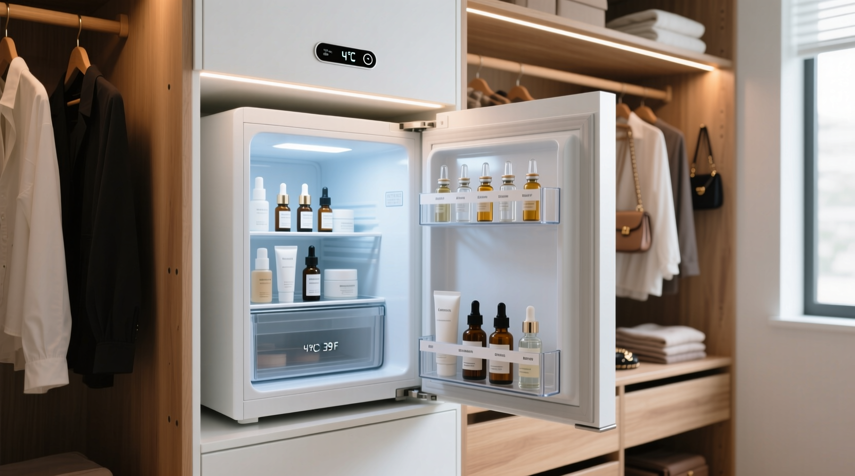 closet organization tips beauty fridge station