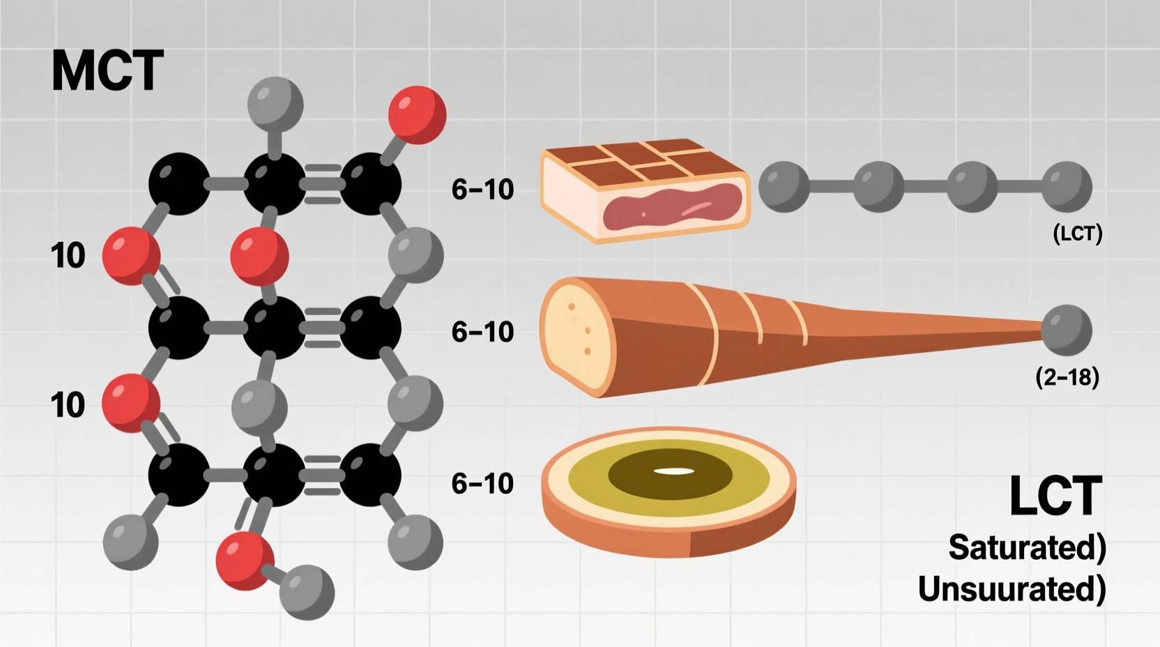 MCT molecular structure comparison with other fats