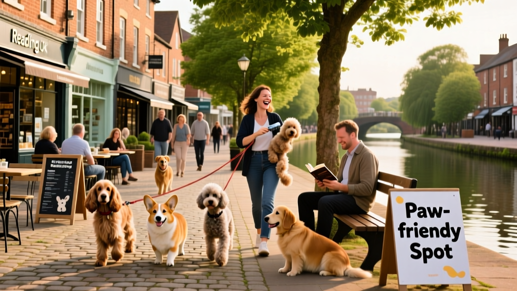 the main shopping district in Reading by the canal