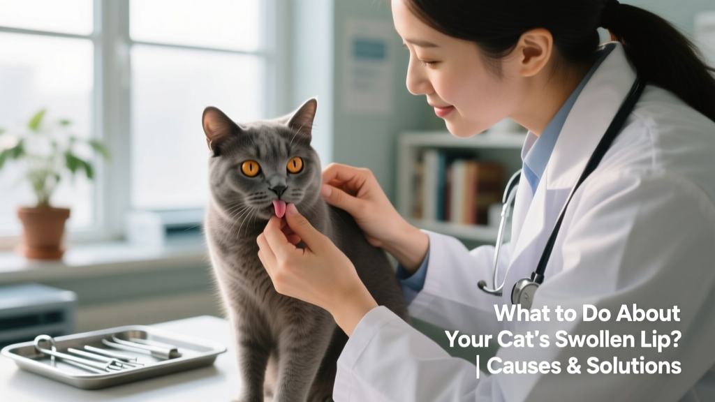 Veterinarian gently examining a cat’s mouth during a routine checkup