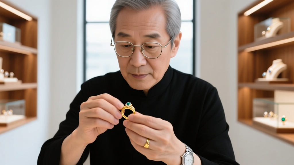 Close-up of a jeweler's hands using crimping pliers to secure a 2mm sterling silver tube crimp onto a flexible beading wire.