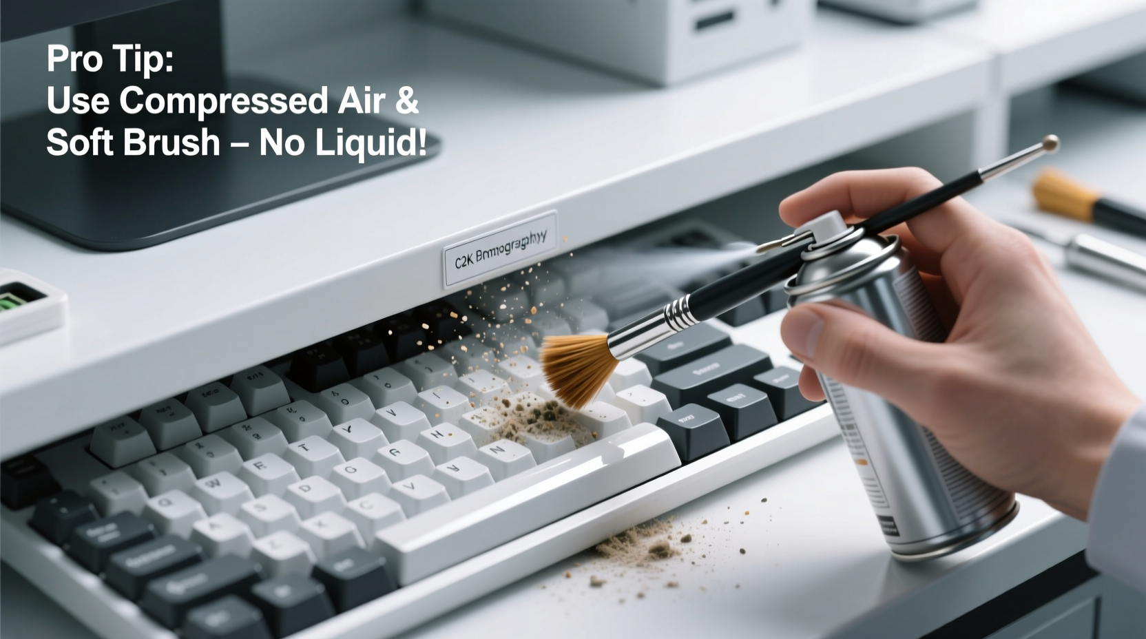 best way to clean under keyboard keys without damaging electronics