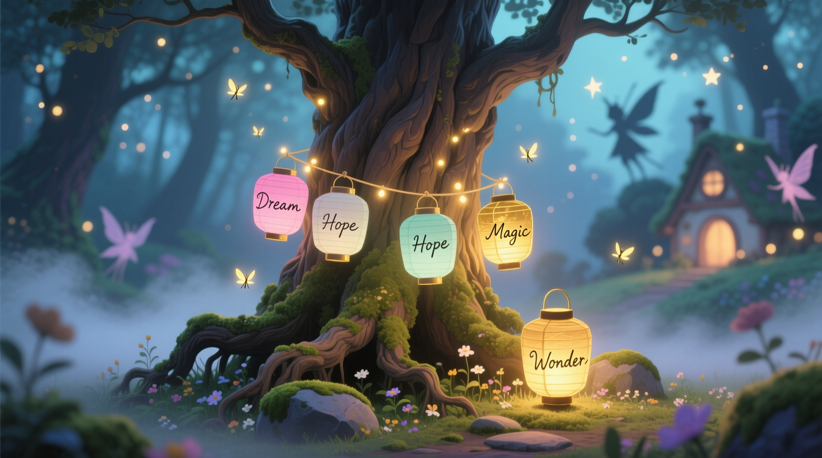 how to add fairy tale charm with mini lanterns around your tree base