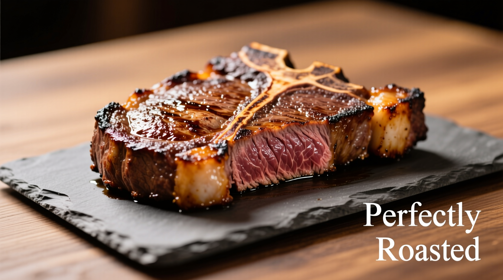 Perfectly roasted rib eye with golden crust