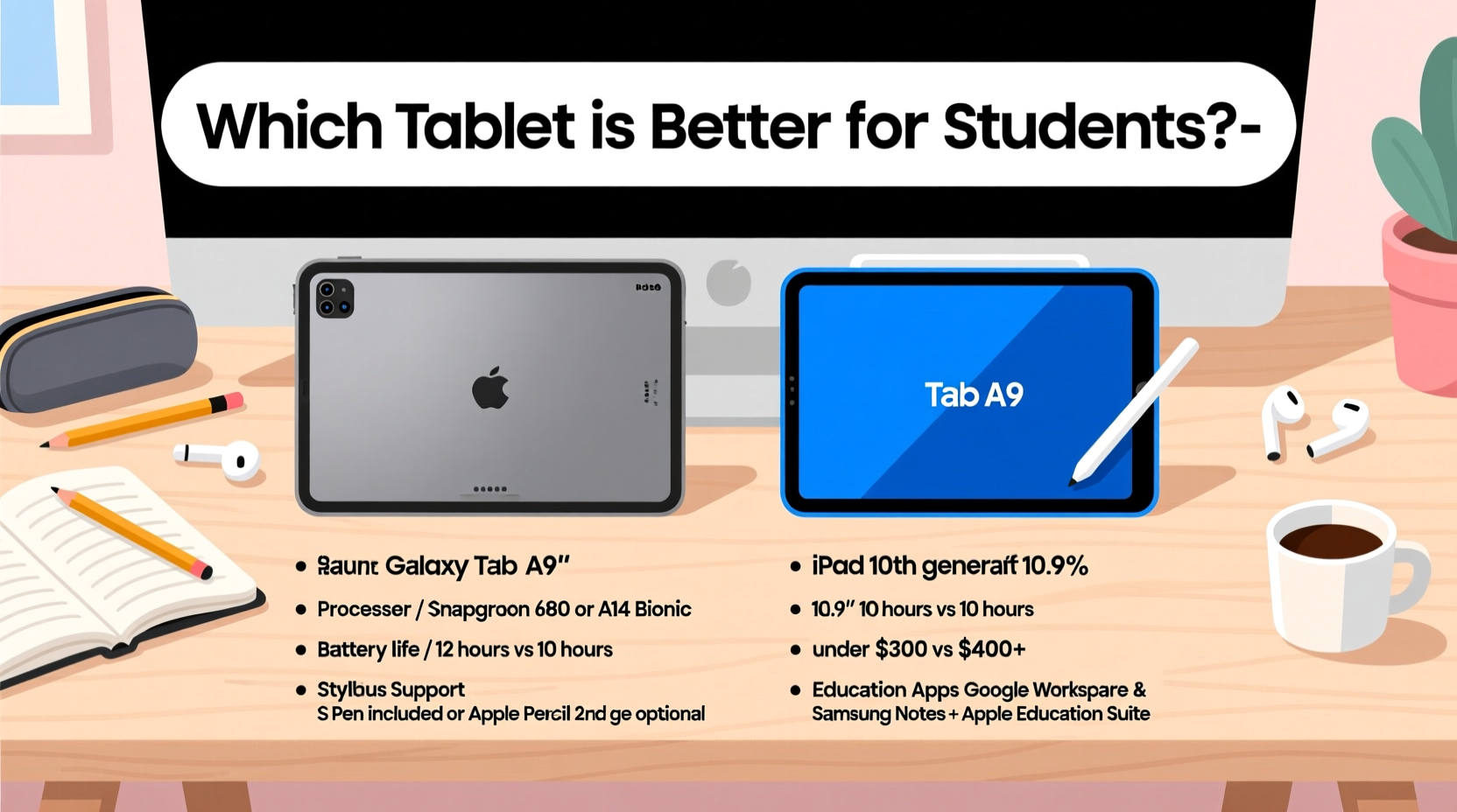 samsung galaxy tab a9 vs ipad 10th gen which is better for students