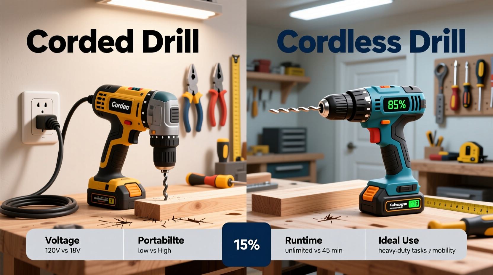 corded drill vs cordless which is better for home diy projects and power needs