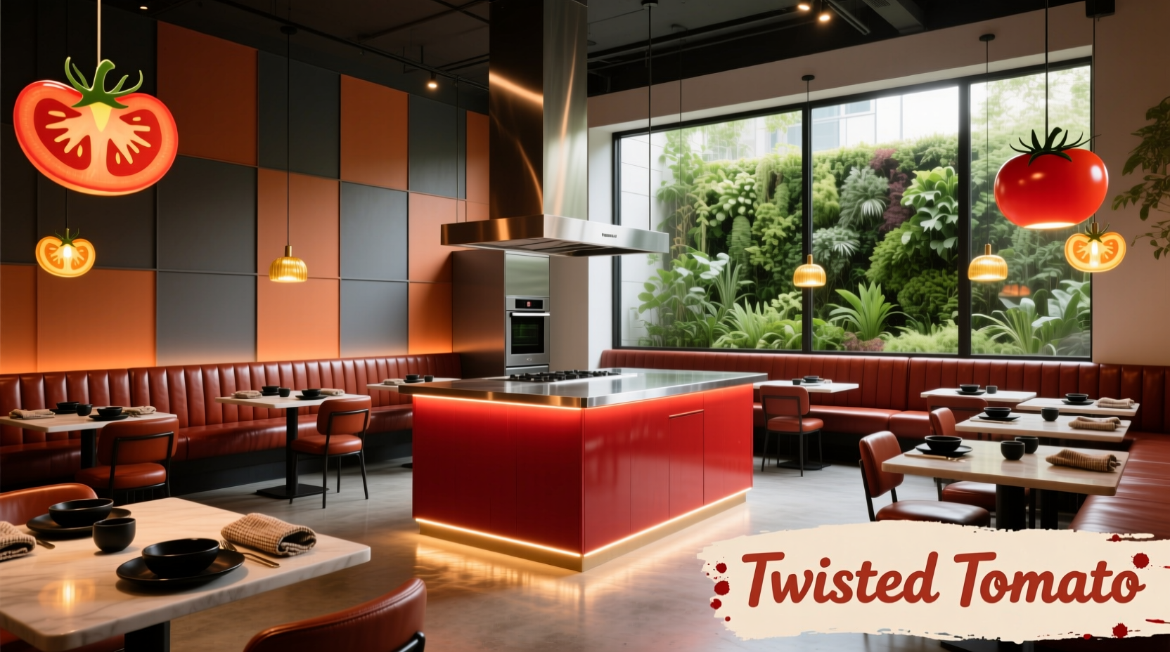 Twisted Tomato restaurant interior with modern decor and dining area