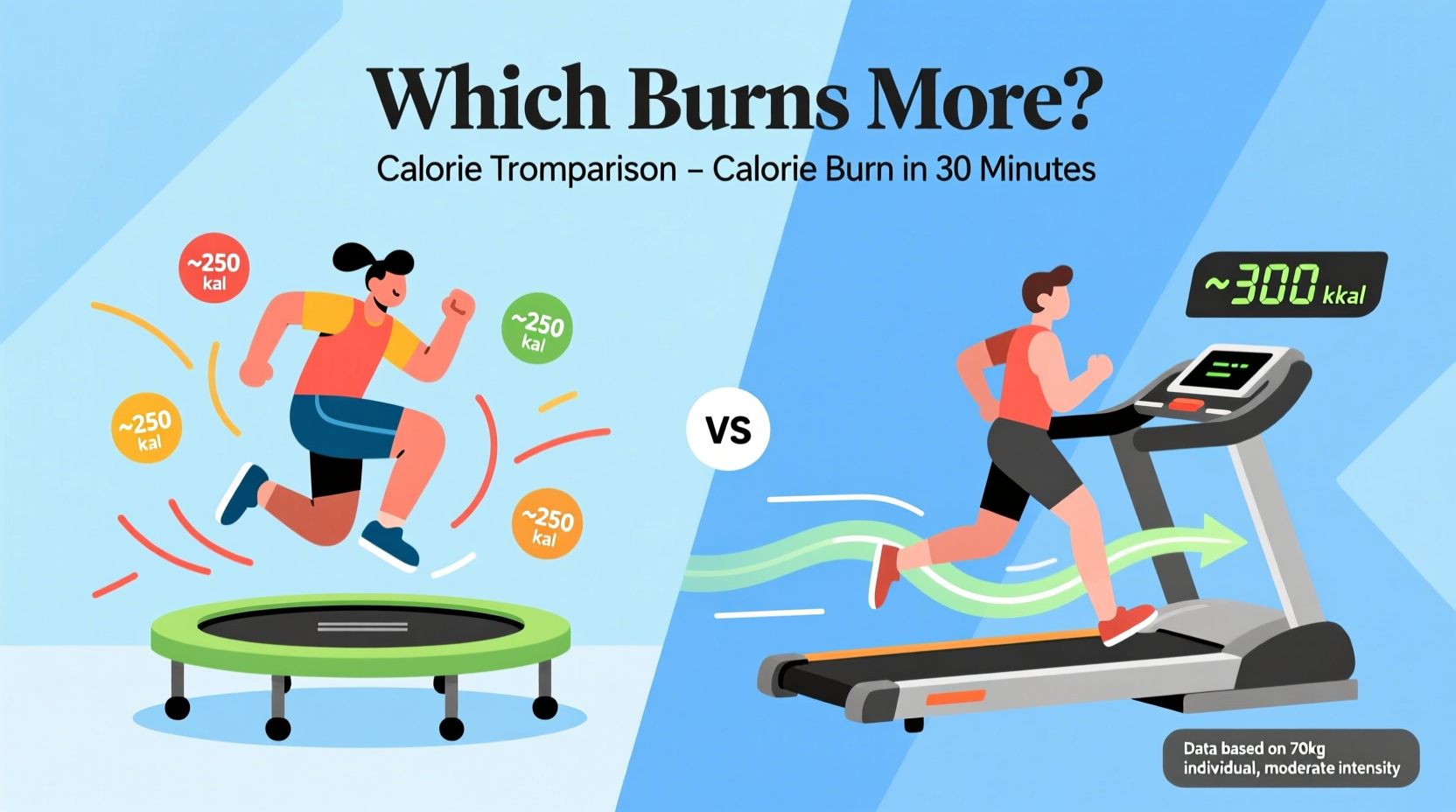 mini trampoline vs treadmill which burns more calories in 30 minutes