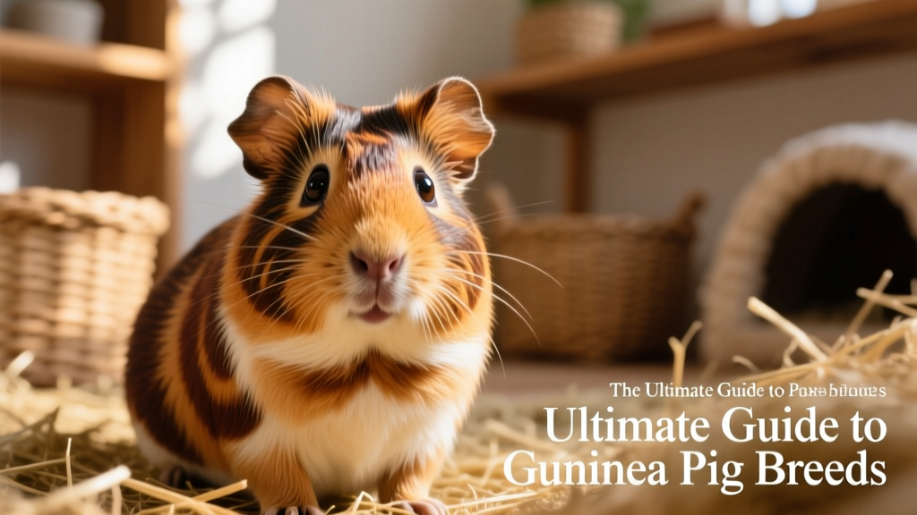 An Abyssinian guinea pig with distinctive rosettes and lively expression