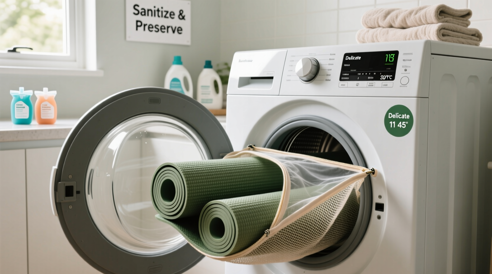 how to sanitize yoga mats in the washer safely