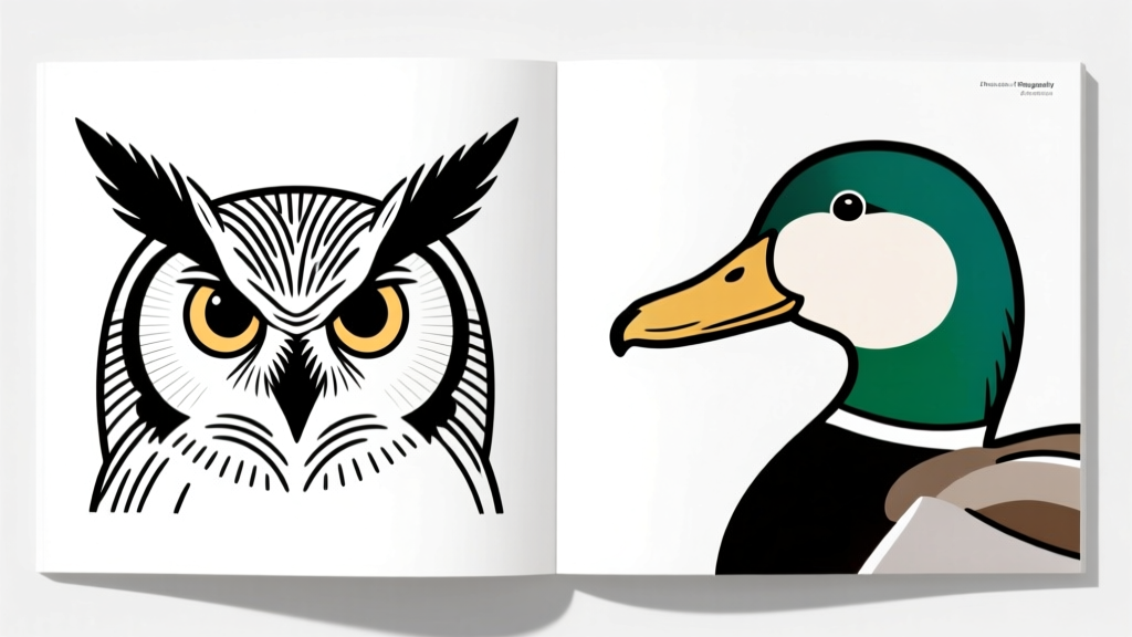 Line drawing comparison of the French hibou owl hallmark and a duck profile, highlighting the distinct ear tufts and beak shapes