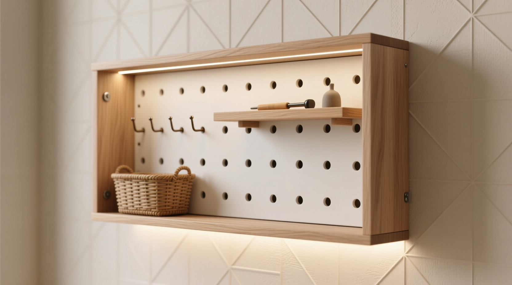 build a shallow pegboard cabinet for extra storage
