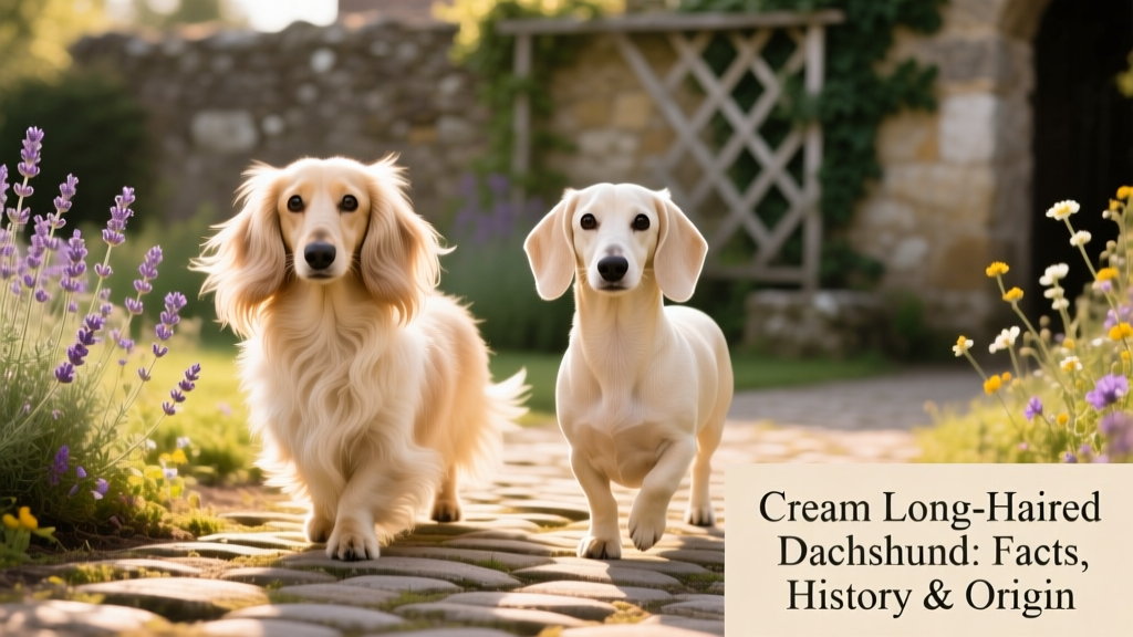 Side-by-side comparison showing the distinct coat length and texture of a cream long-haired Dachshund versus a smooth-coated sibling