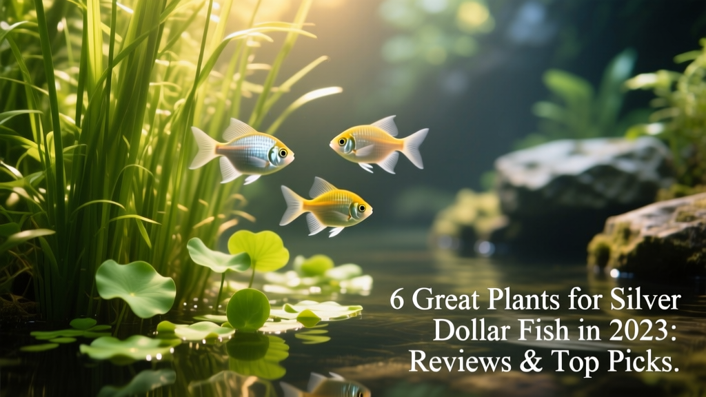 A vibrant aquarium featuring Silver Dollar fish swimming among tall, dense Vallisneria and floating water lettuce