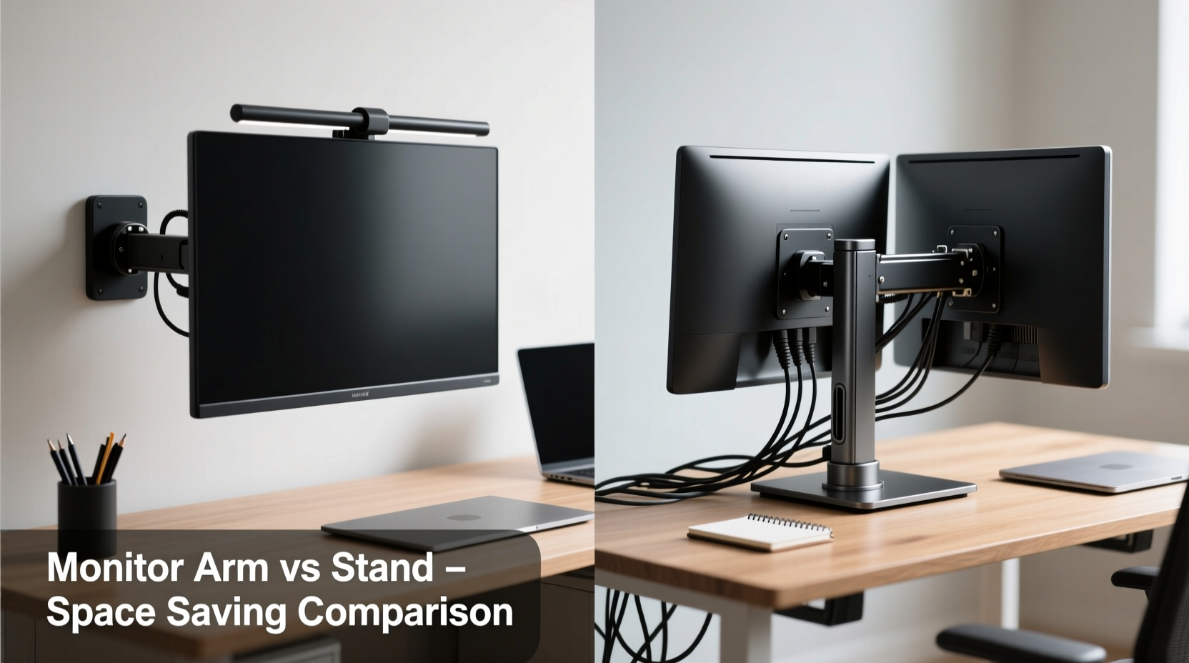 monitor arm vs stand is the desk space saving really significant