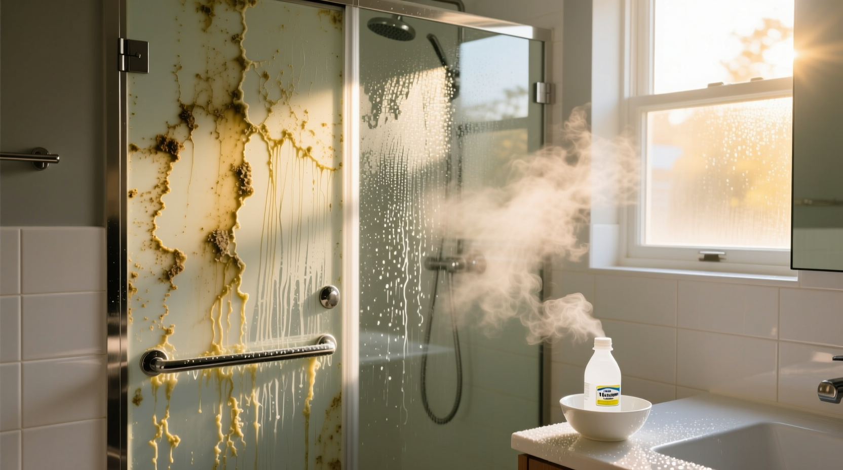 vinegar sunshine remove hard water stains
