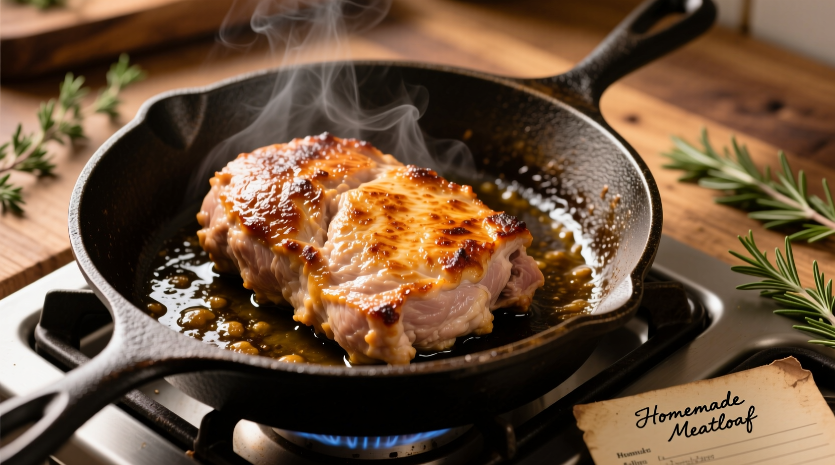 Fresh ground turkey browning in cast iron skillet