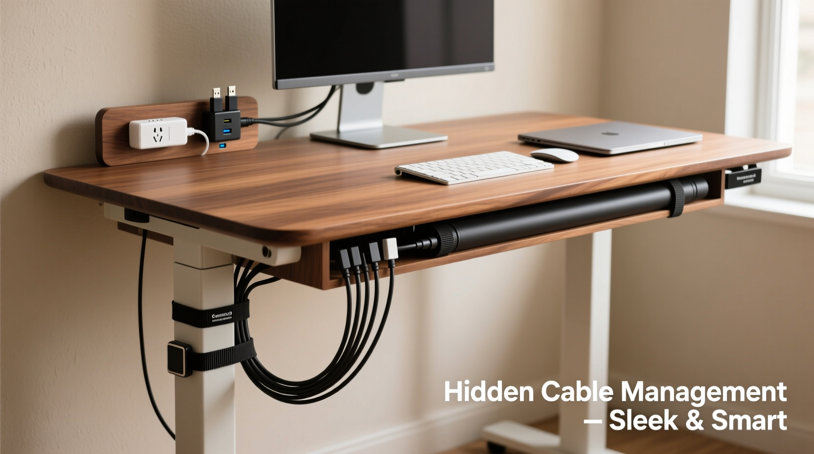 how to hide cords on a standing desk setup clean cable management solutions