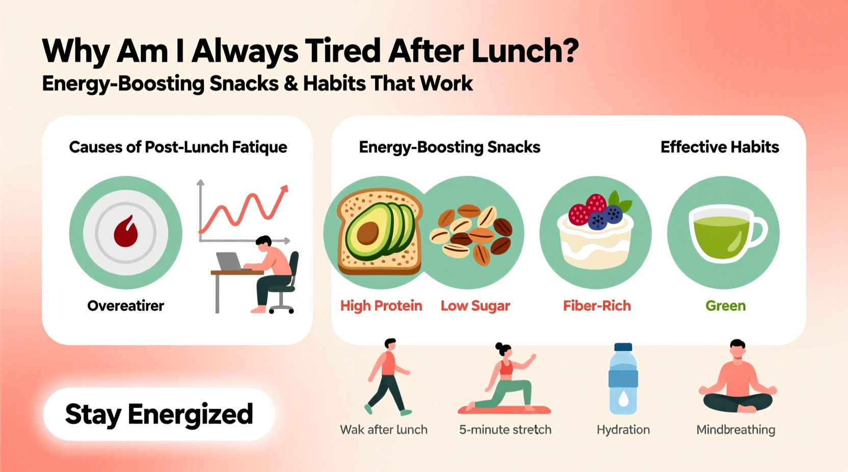 why am i always tired after lunch energy boosting snacks and habits that work