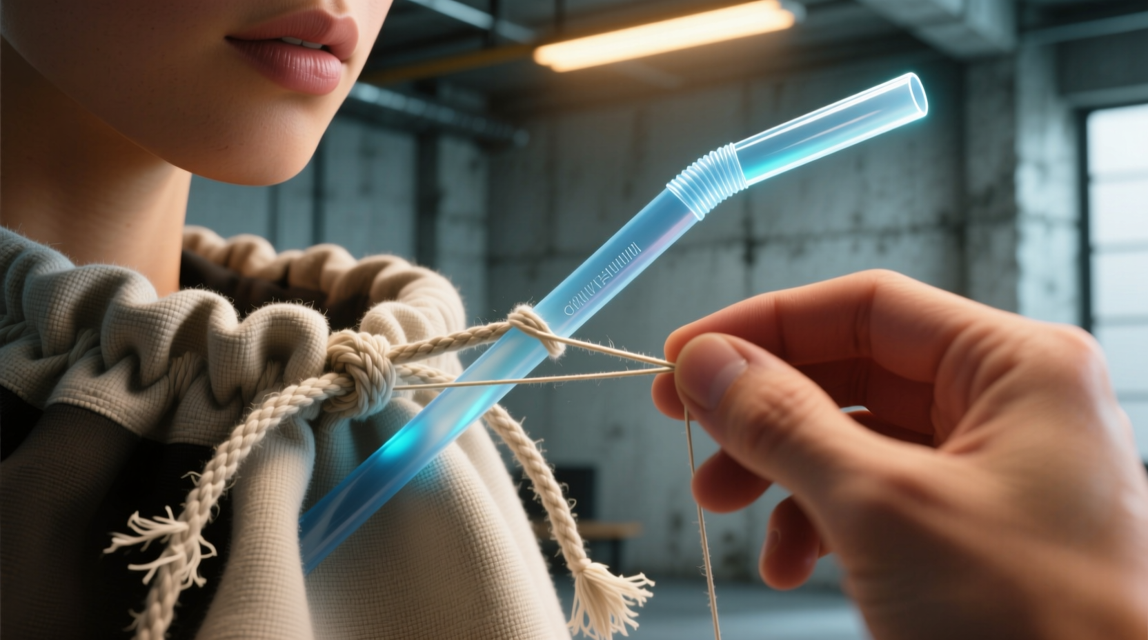 rethread a drawstring with a straw
