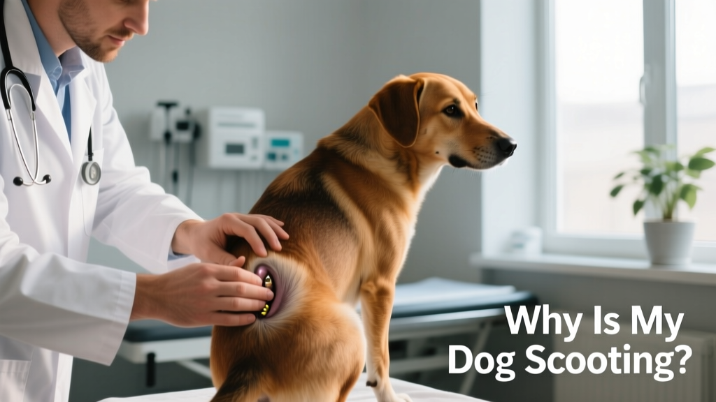 Veterinarian gently expressing a dog’s anal glands during a routine exam