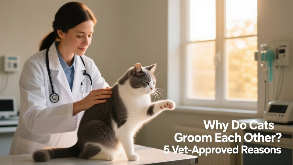 A veterinarian gently examining a calm cat during a wellness checkup