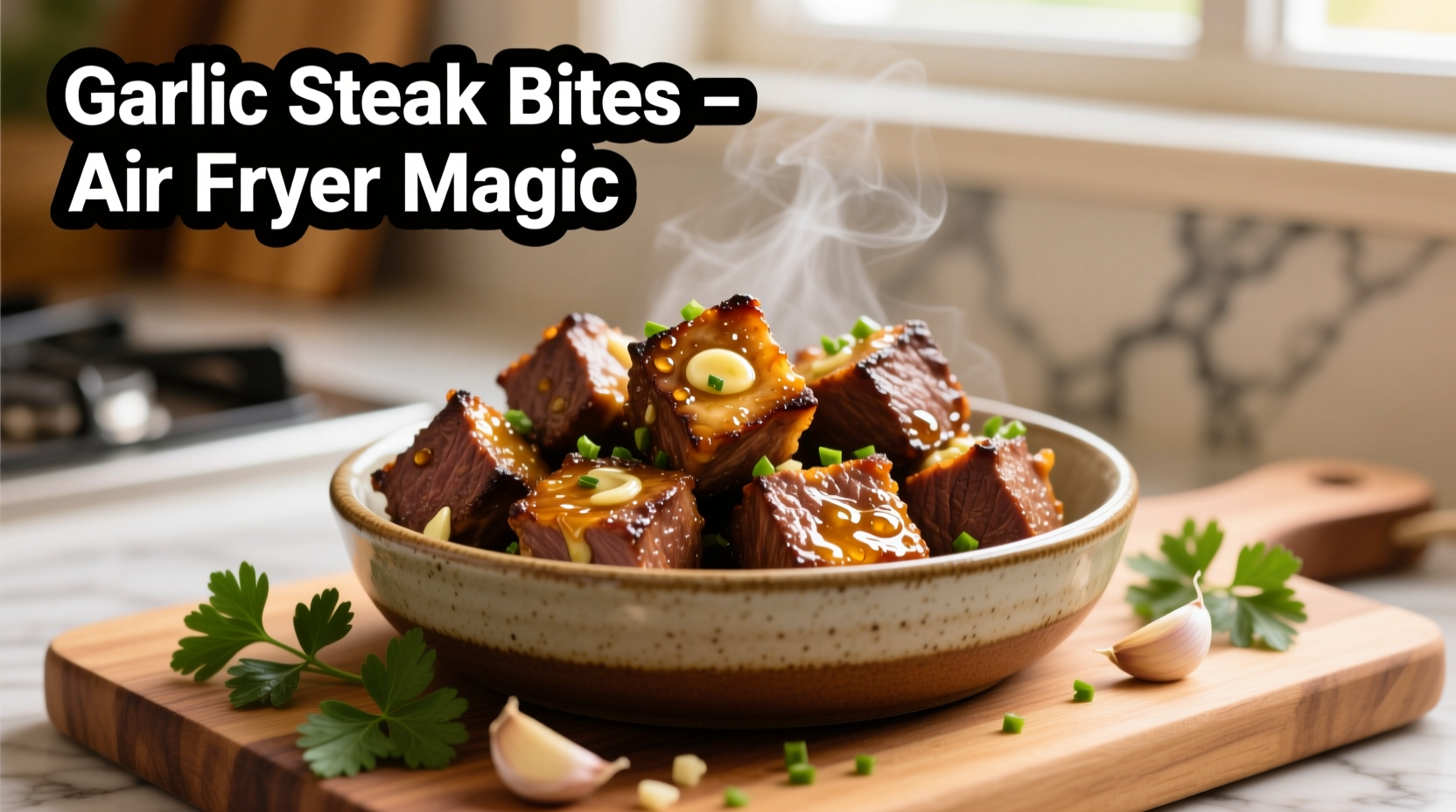 Perfect Air Fryer Garlic Steak Bites in 15 Minutes