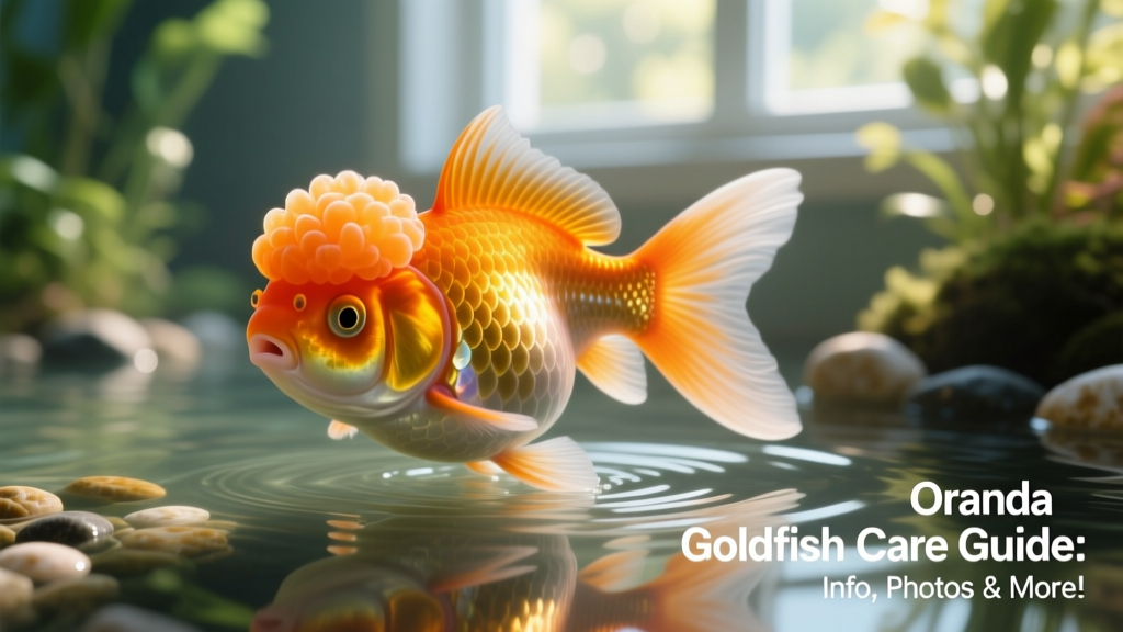 Close-up of an Oranda goldfish showing its distinctive head wen and rounded body