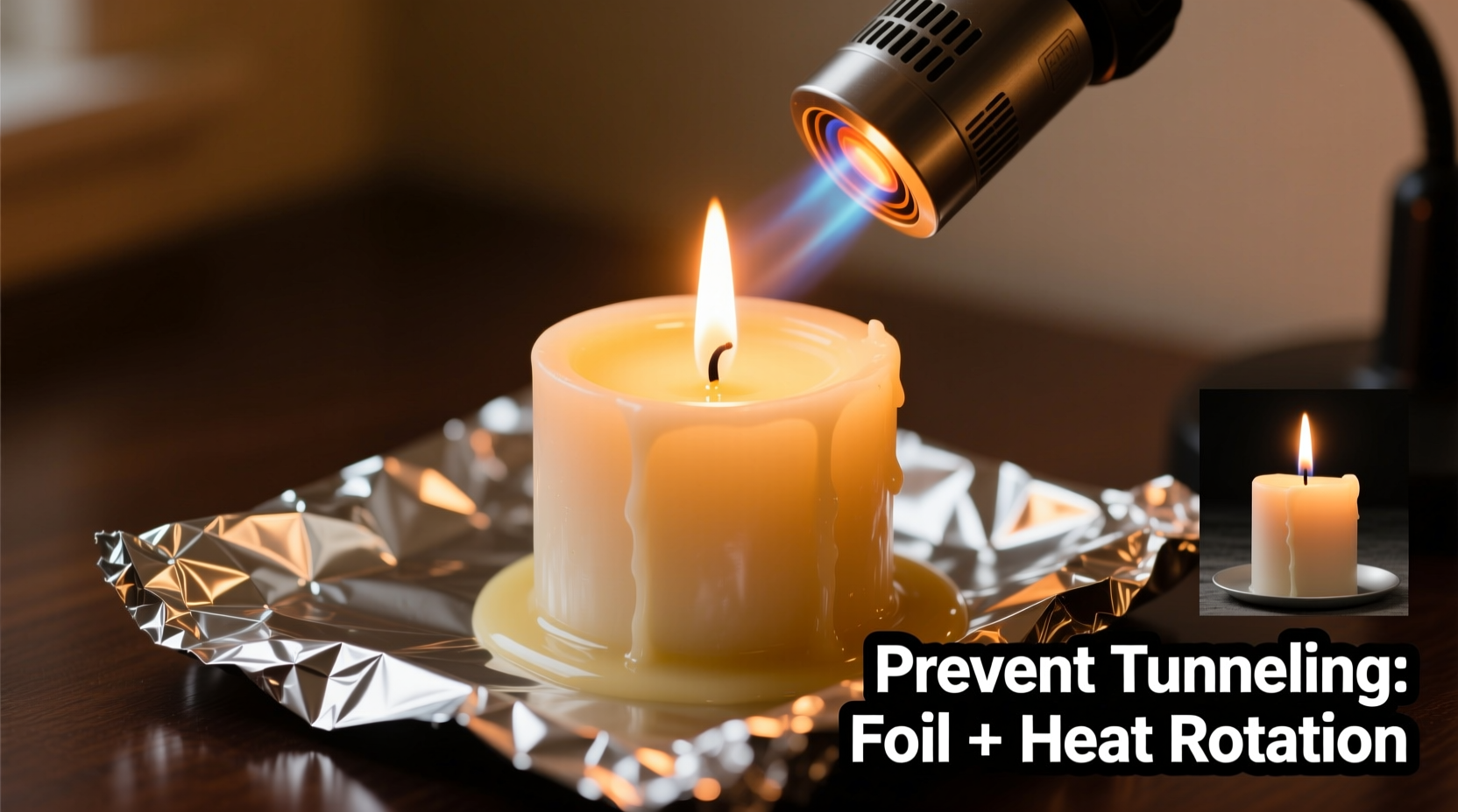 how to keep candles from tunneling using foil and heat rotation tricks