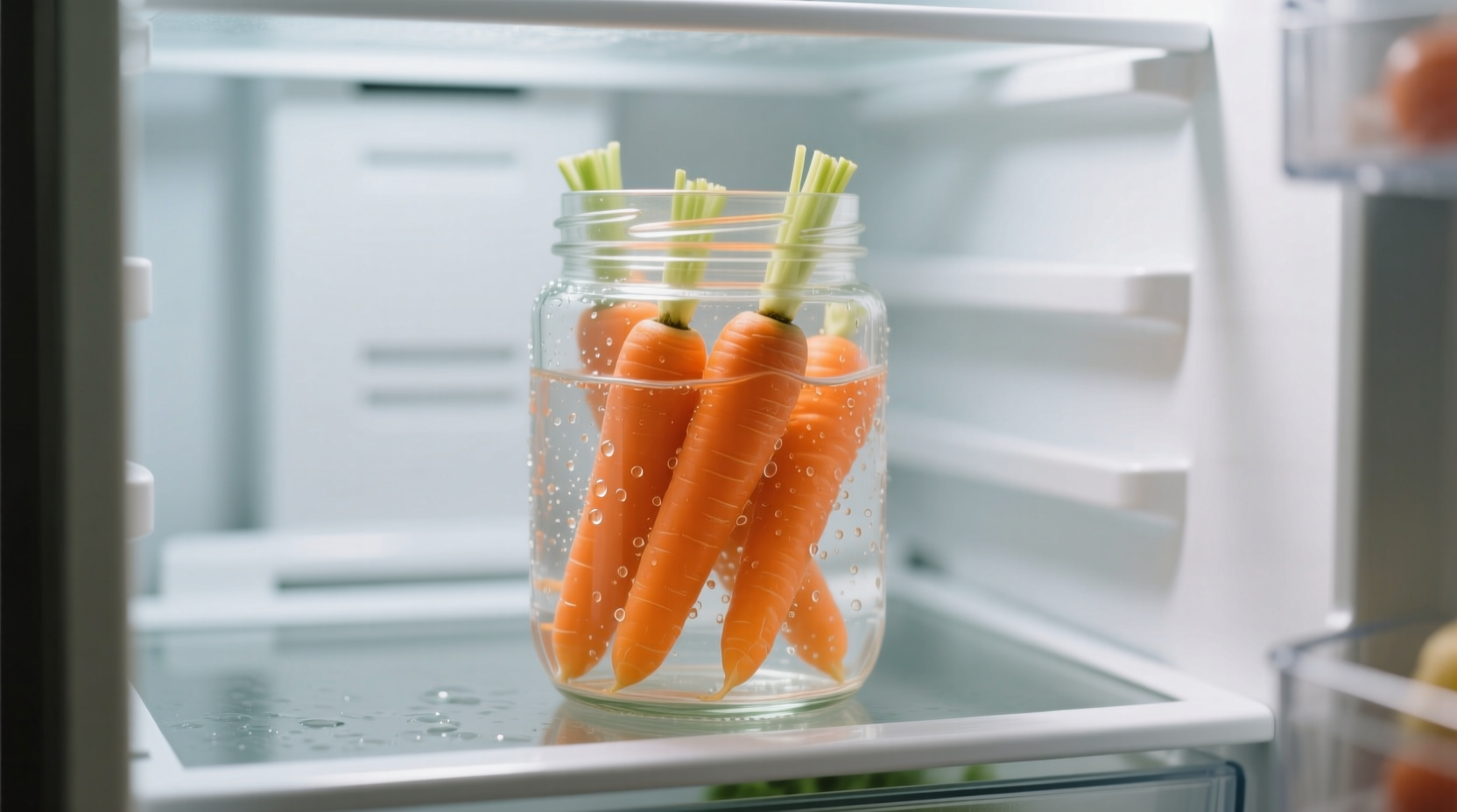 keep baby carrots in water in the fridge for easy heal