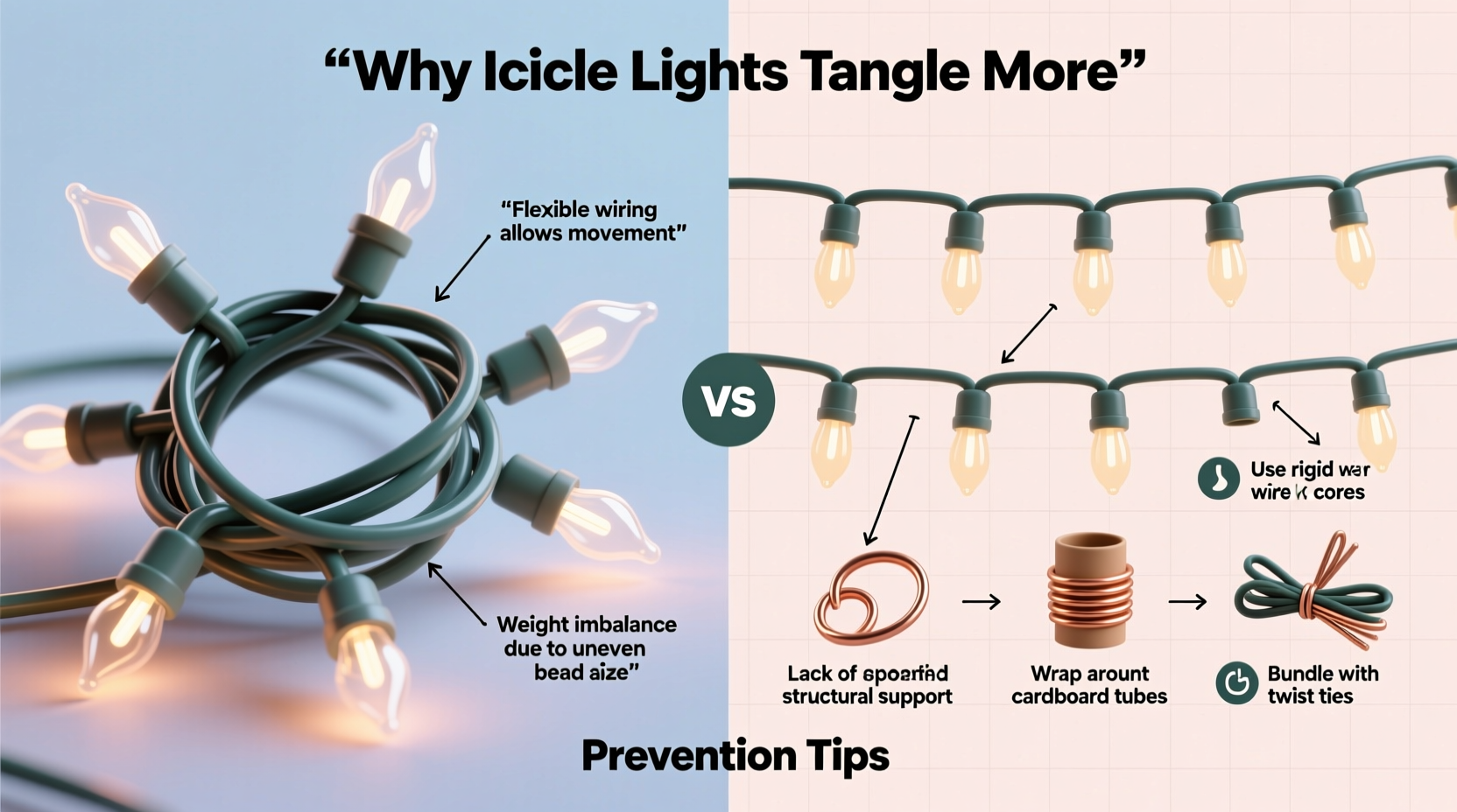 why do icicle lights tangle more than string lights and how to prevent it