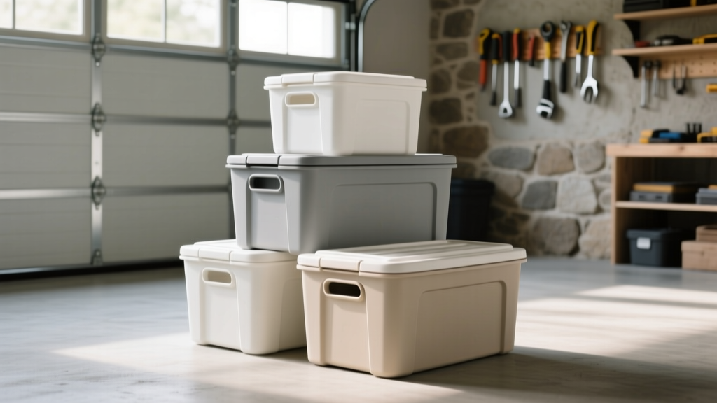Top Stackable Storage Bins with Lids for Garage Organization