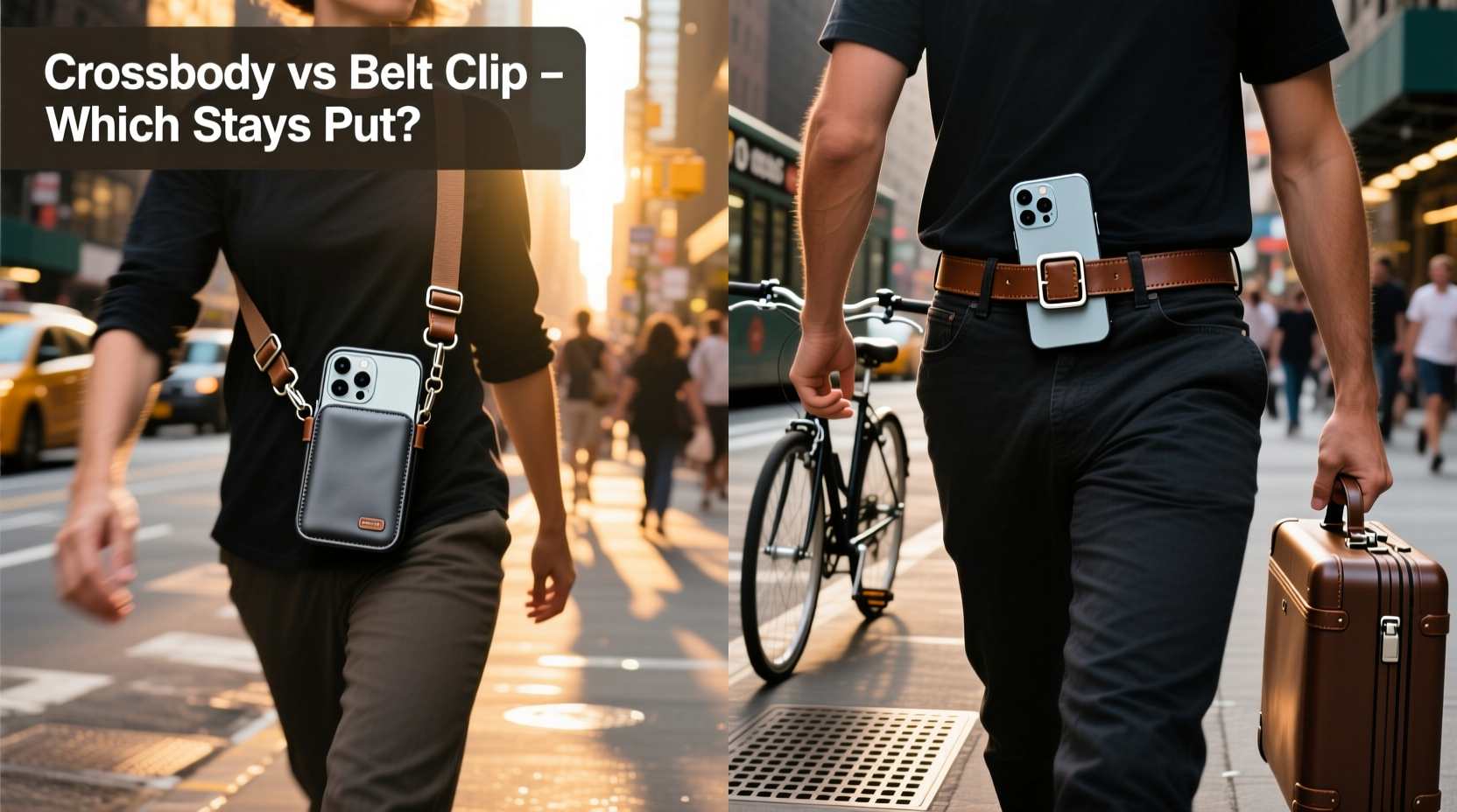 crossbody phone case vs belt clip which is more secure during commutes