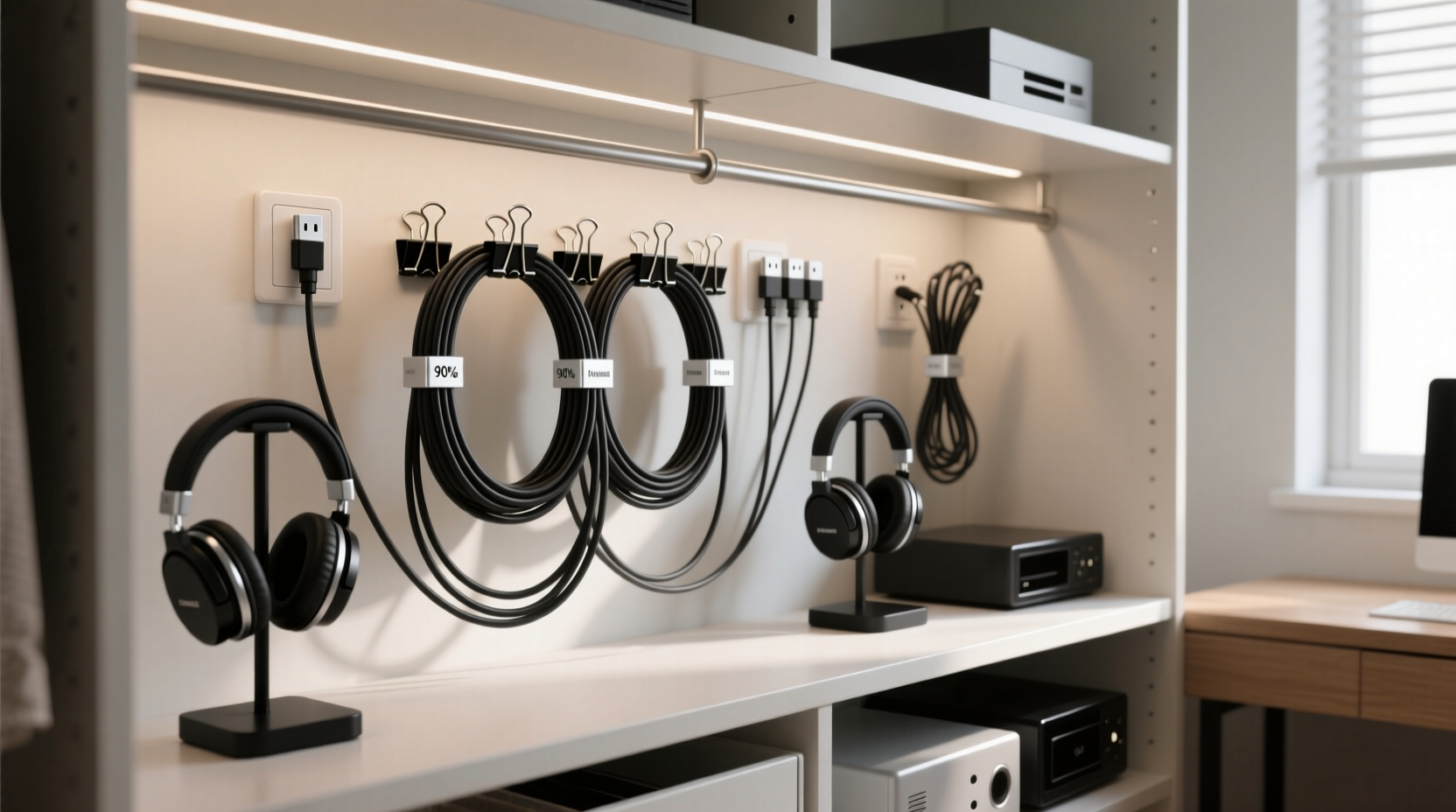 closet organization tips for tech cables